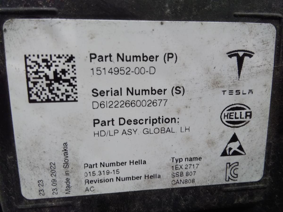 Tesla Model Y original LED Scheinwerfer links BJ2023