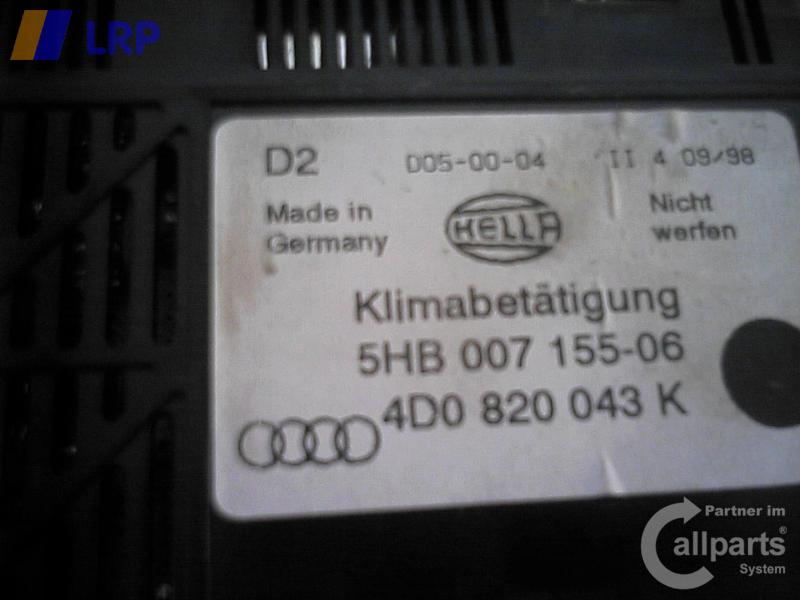 Audi A4 8D original Heizungsregulierung 4D0820043K 5HB00715506 HELLA BJ1998