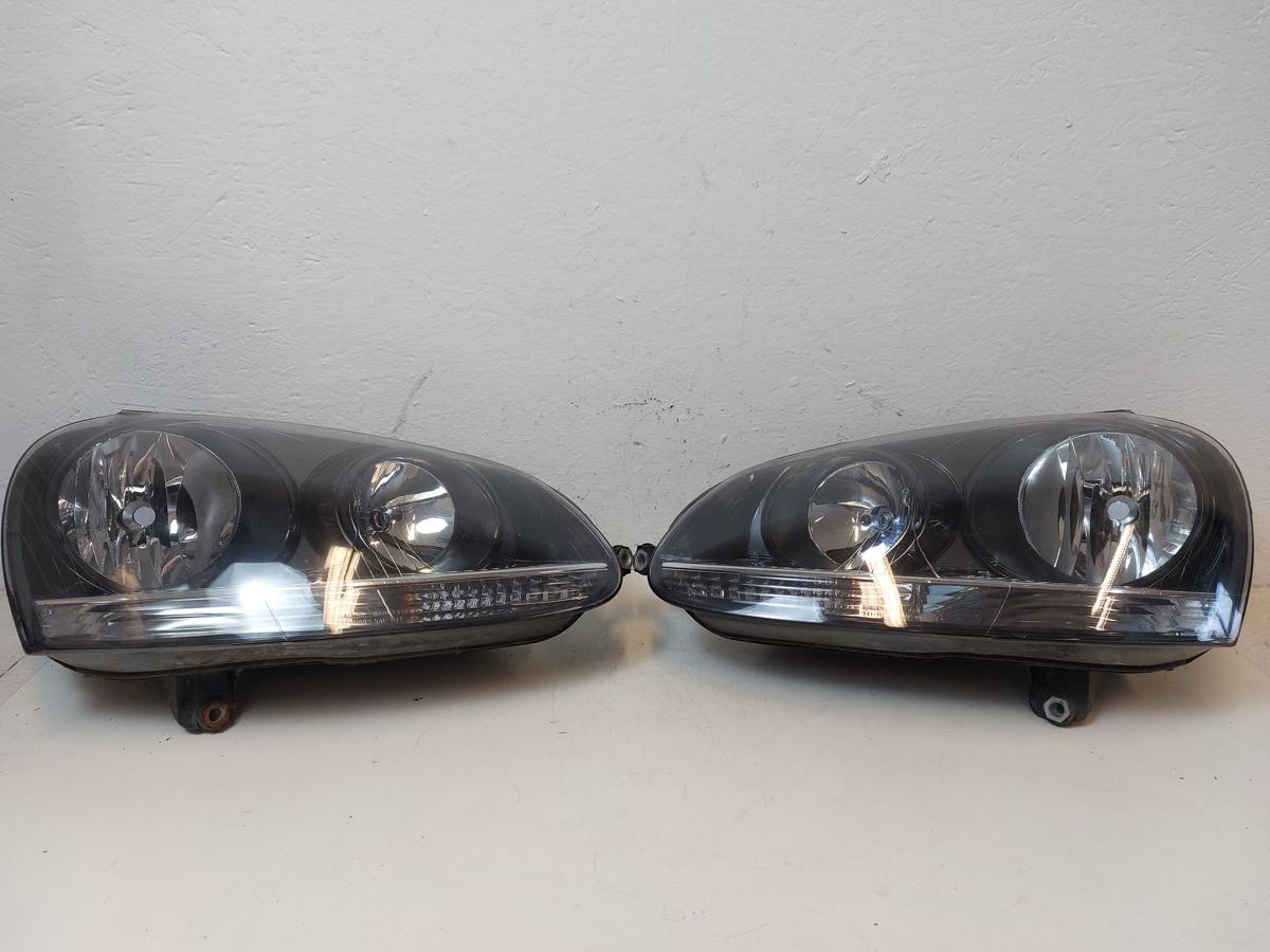 VW Golf 5 V 1K Satz Scheinwerfer vorn links rechts DEPO Zubeh&ouml;r dunkle Version