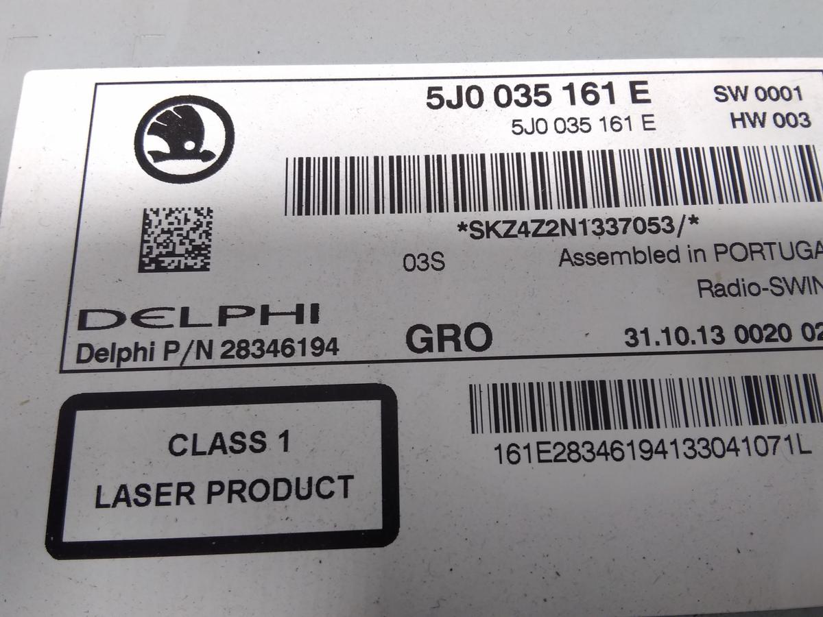 Skoda Rapid NH original Radio Swing 5J0035161E BJ2013