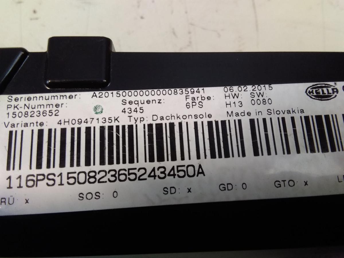 Audi A8 D4 4H orig Innenleuchte vorn mit Dachbedienung BJ2015 4H0947135K