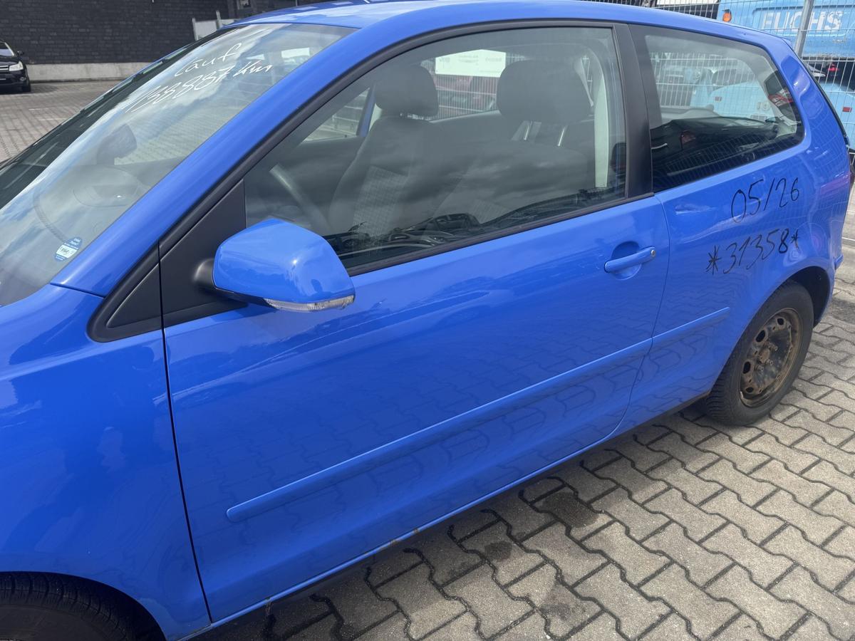 VW Polo 9N3 original T&uuml;r vorn links LA5F Summer Blue 3-T&uuml;rer Rohbau Bj.2008