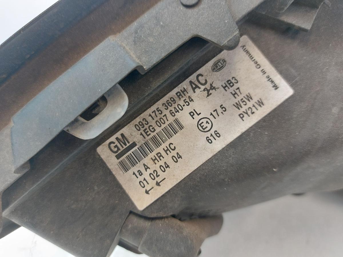 Opel Astra G Scheinwerfer rechts Hauptscheinwerfer Halogen HELLA OEM