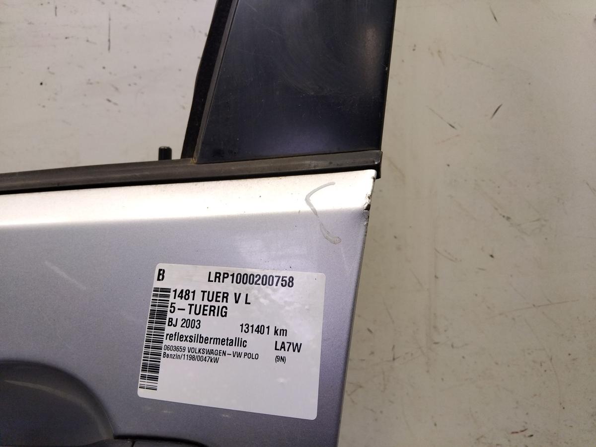 VW Polo 9N T&uuml;r vorn links Fahrert&uuml;r reflexsilbermetallic LA7W 5-T&uuml;rer Bj.2003