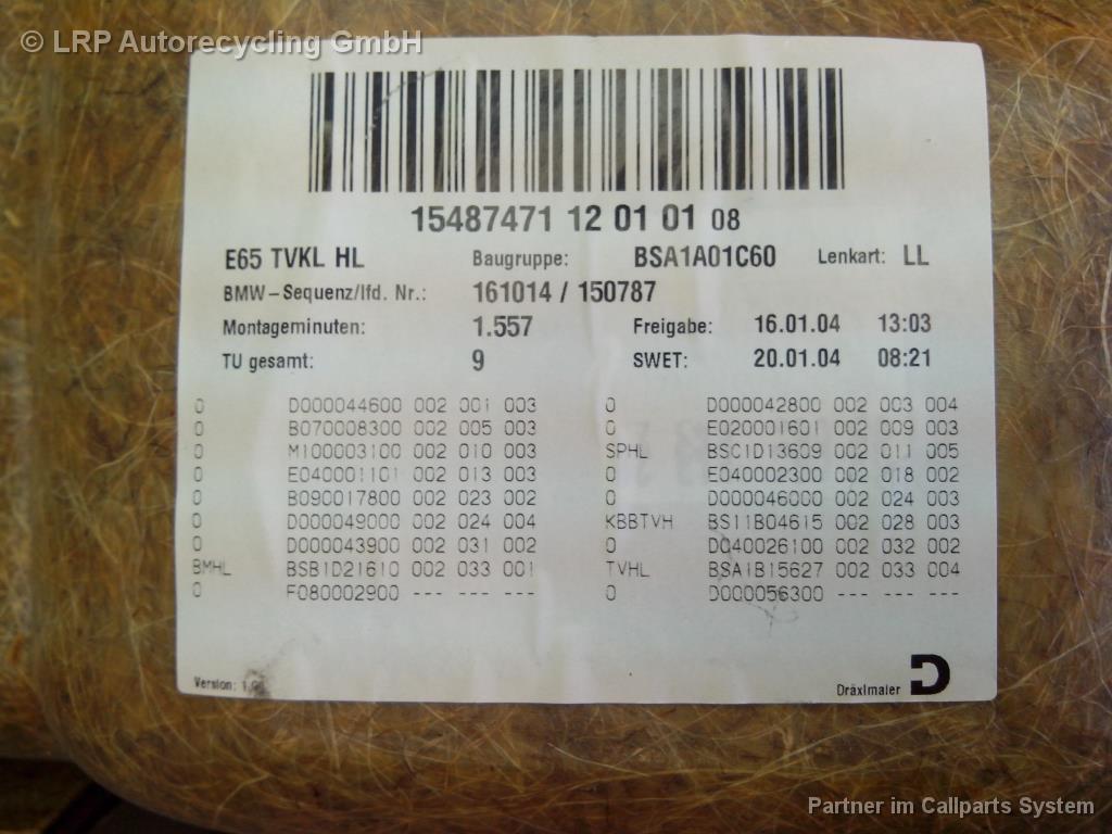 BMW 7-er E65 BJ2004 T&uuml;rverkleidung T&uuml;r hinten links Leder