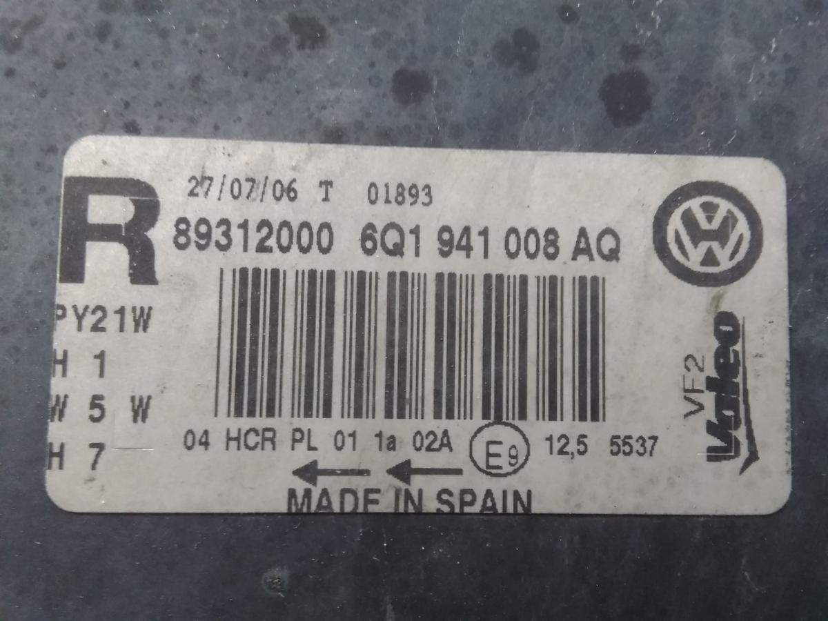 VW Polo 9N3 orig Scheinwerfer vorn rechts Halogen mit LWR Valeo 6Q1941008AQ BJ07