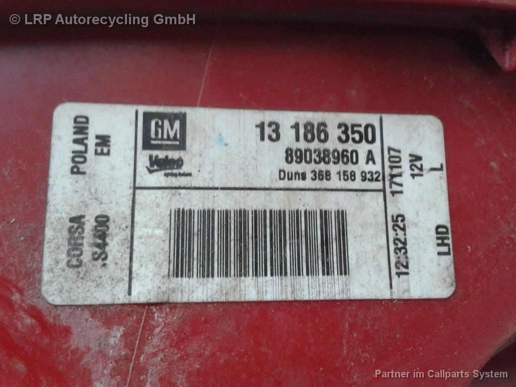 Opel Corsa D Bj.2007 original Rückleuchte Heckleuchte links 3-türig 13186350