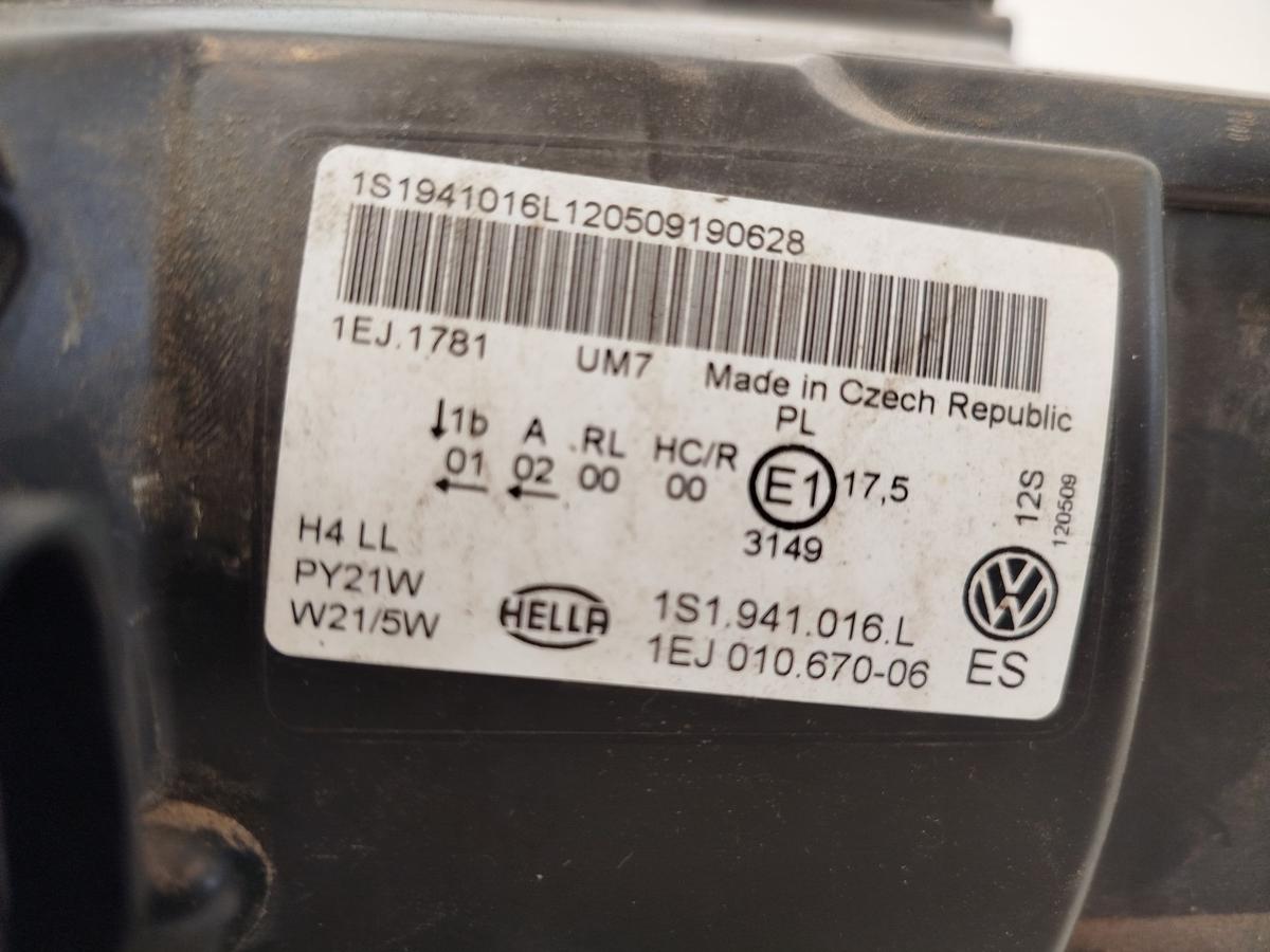 VW UP! AA Scheinwerfer vorn rechts Lampe Frontscheinwerfer Halogen bis 2016