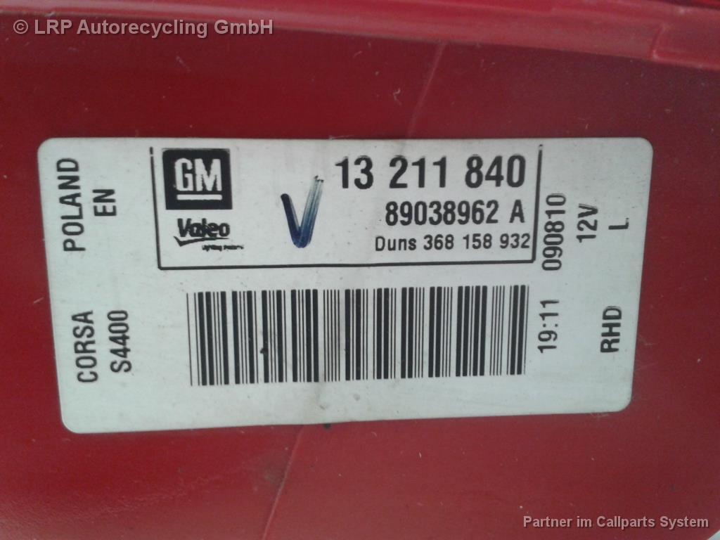 Opel Corsa D Vauxhall BJ2011 Rückleuchte Schlussleuchte links 13211840 Valeo