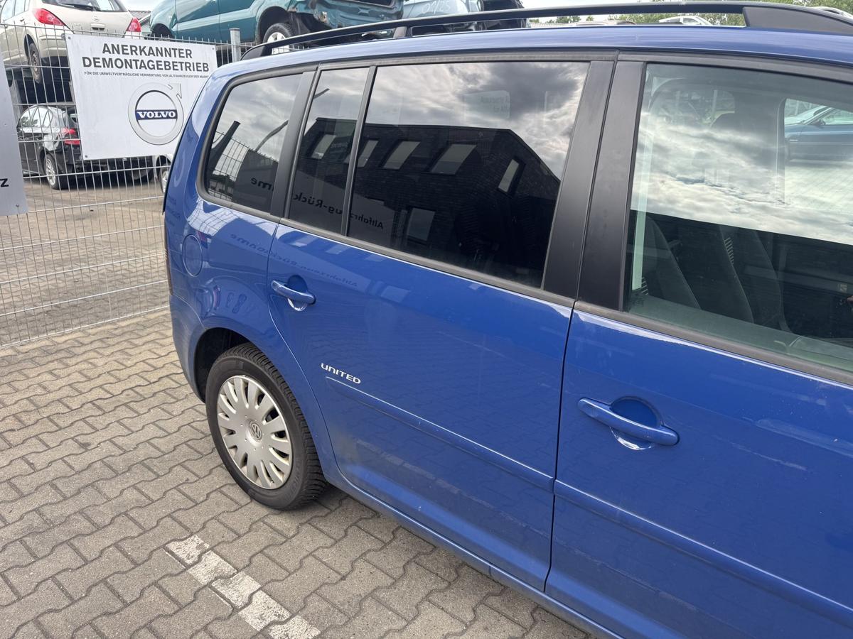 VW Touran 1T original T&uuml;r hinten rechts LL5M Indienblau Rohbau Bj.2008