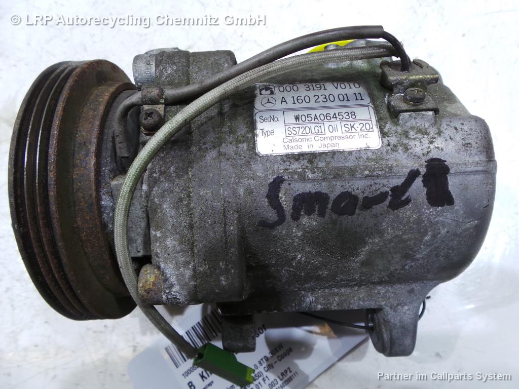 Smart ForTwo BJ 2006 Klimakompressor Kompressor 0.8TD 30KW A1602300111