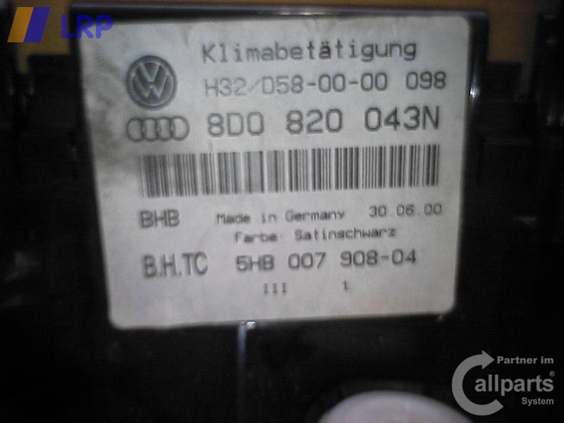 Audi A4 8D Avant original Heizungsregulierung Klimabedienteil BJ2000