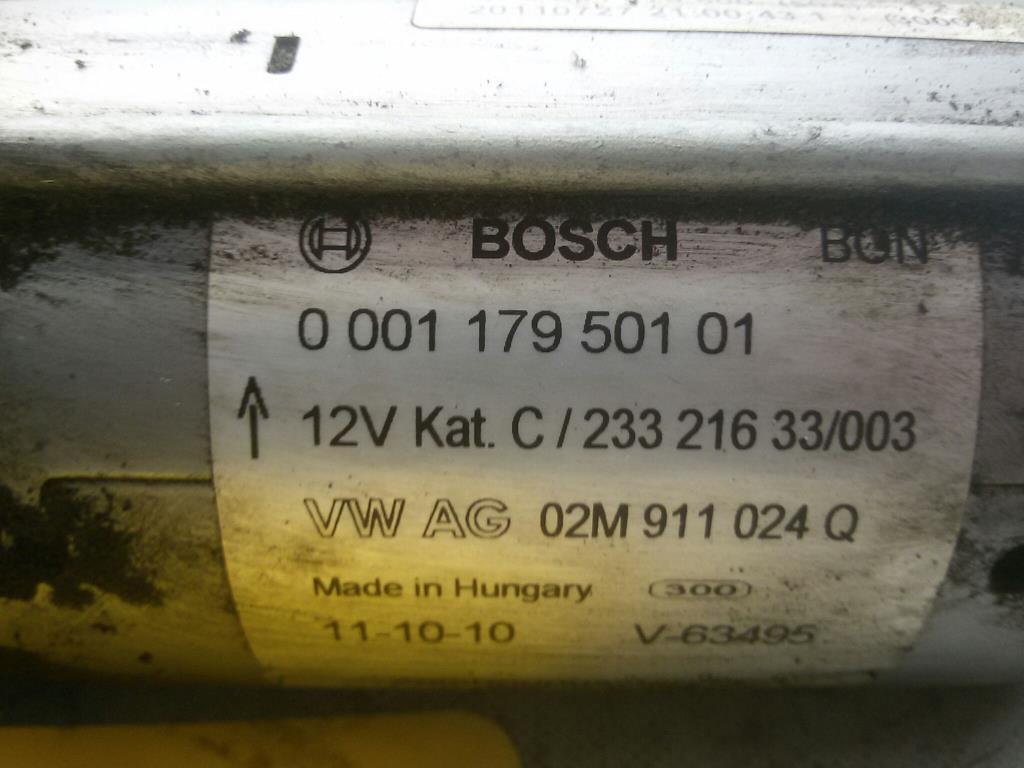 VW UP original Anlasser Starter 02M911024Q 0001179500 BOSCH BJ2013