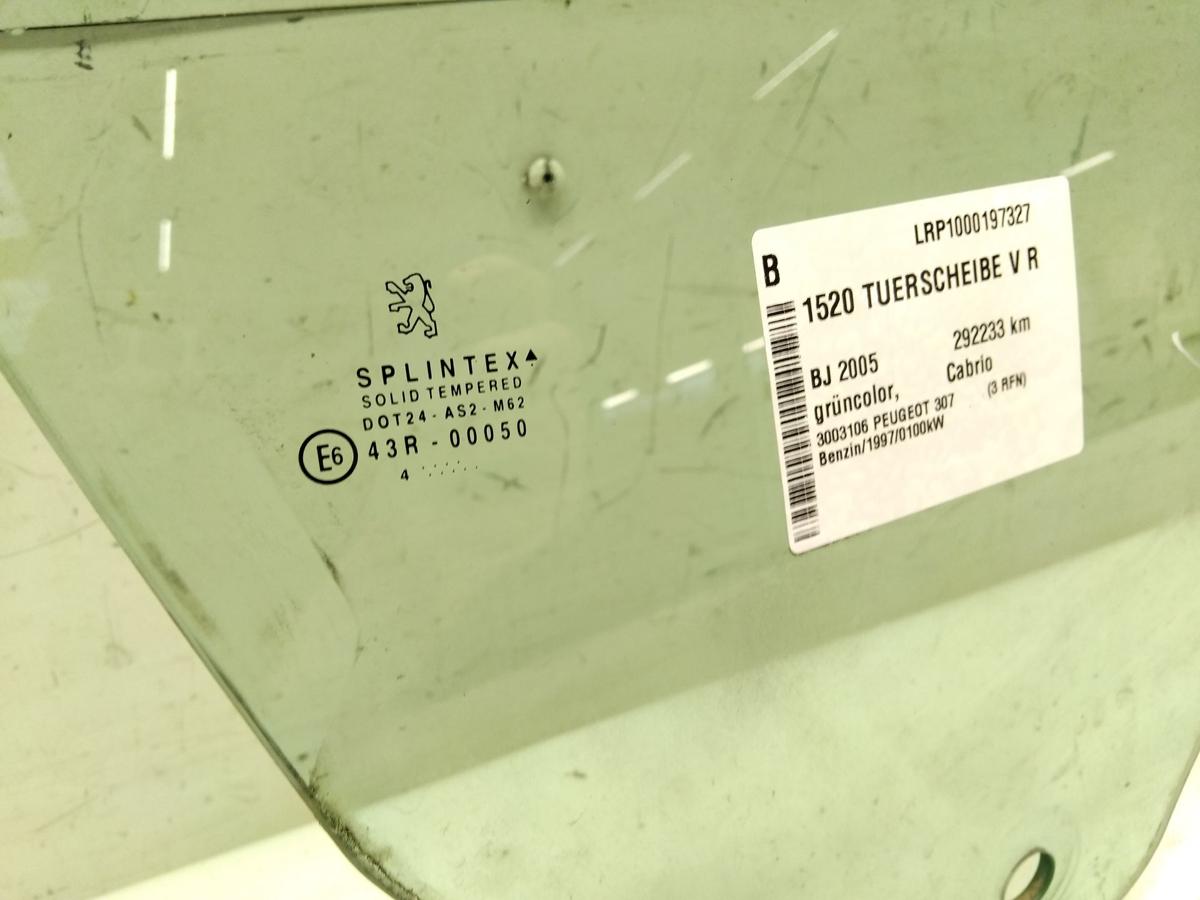 Peugeot 307 CC Cabrio T&uuml;rscheibe rechts gr&uuml;ncolor Bj.2005