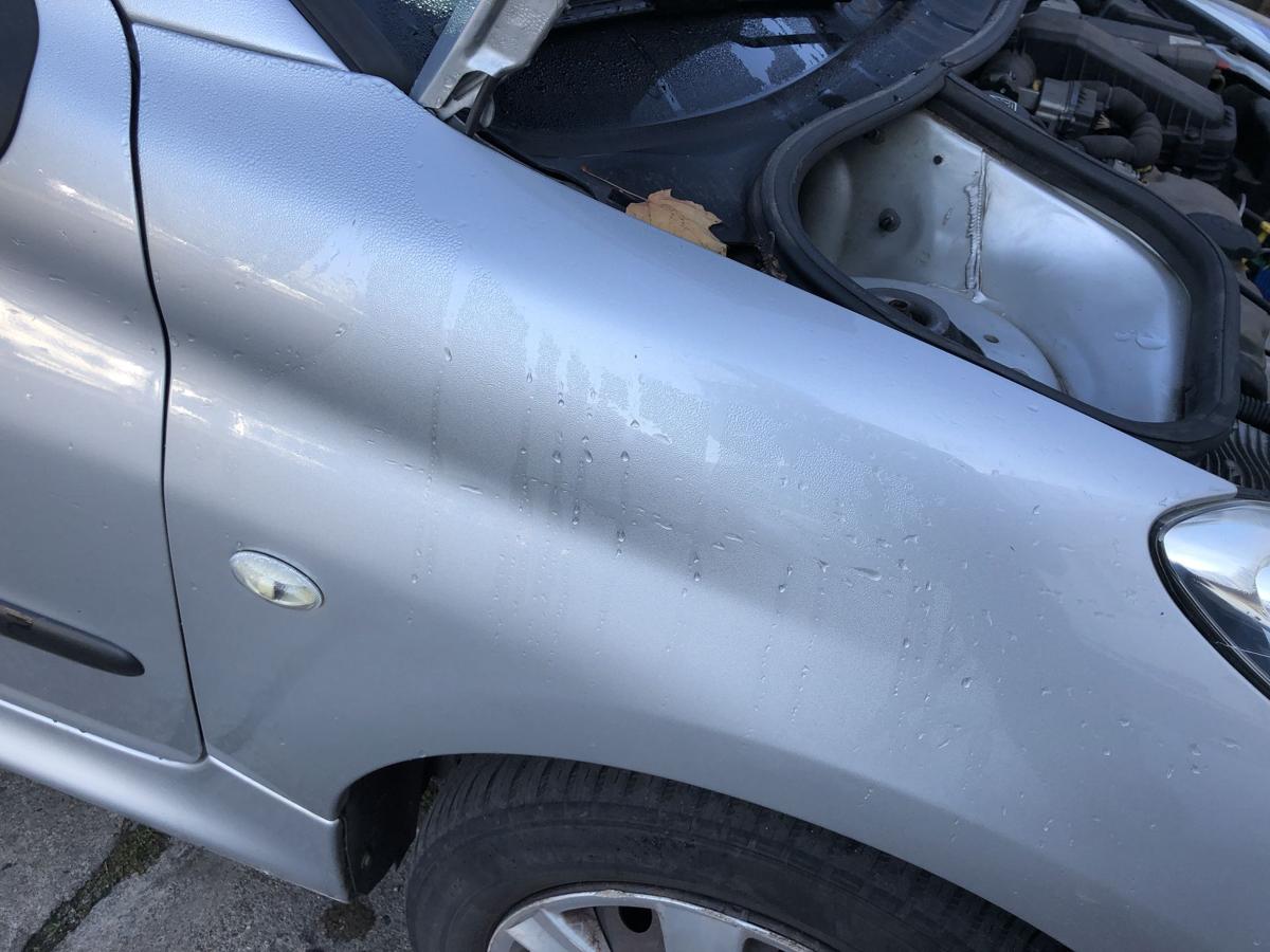 Peugeot 206+ Kotfl&uuml;gel vorn rechts Beifahrer Seitenwand EZR Aluminiumgrau Met