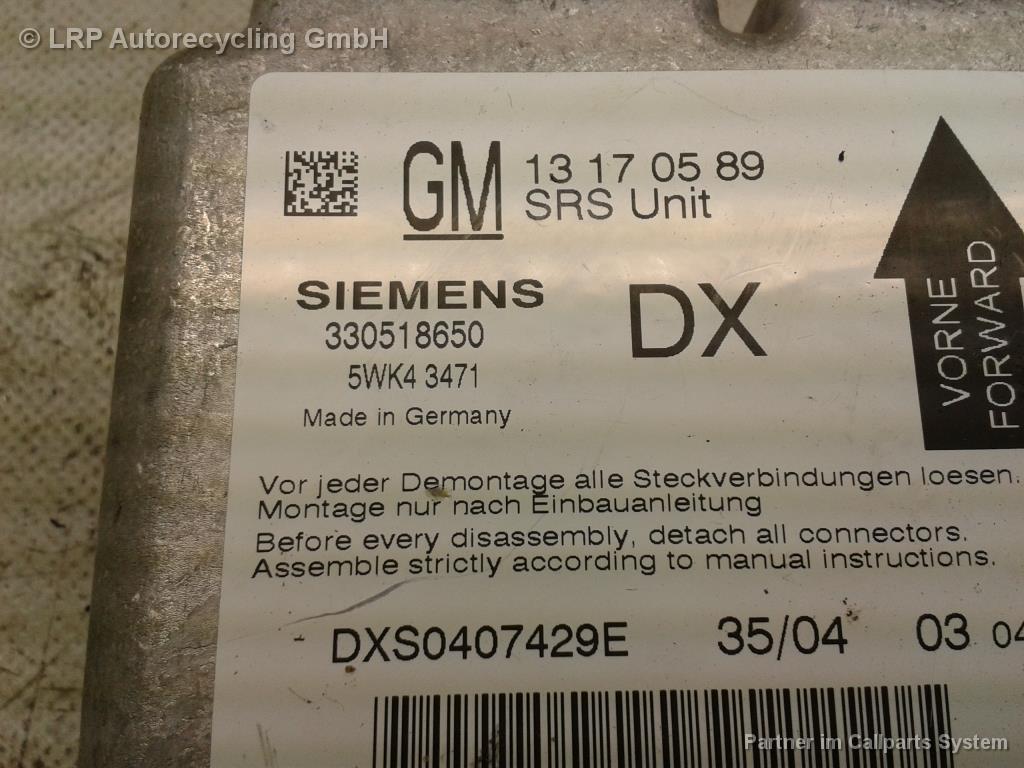 Steuergerät Air-bag 13170589 Opel Signum F48 BJ2004 SIEMENS 5WK43471