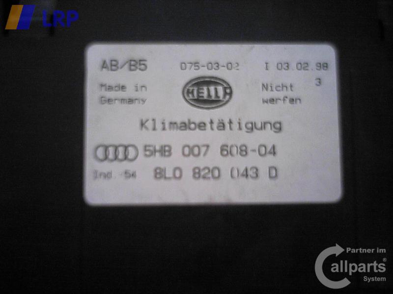 Audi A3 8L Heizungsregulierung 8L0820043D BJ1998