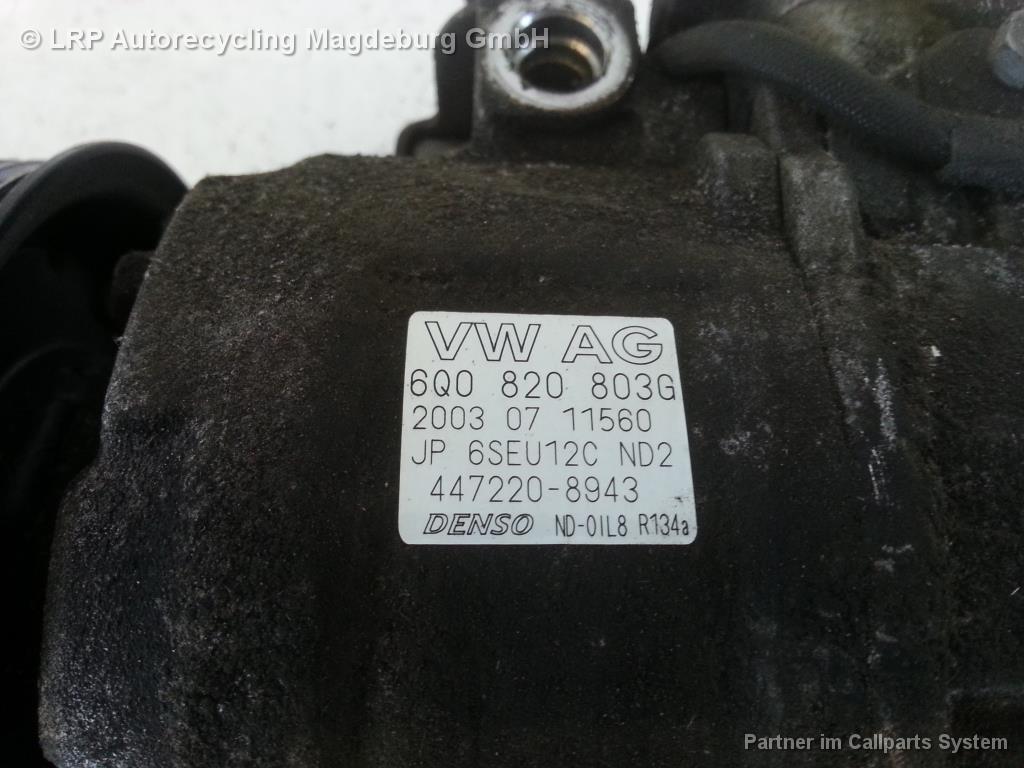 VW Polo 9N Bj.03 Klimakompressor 1.2 40kw 6Q0820803G DENSO 447220-8943