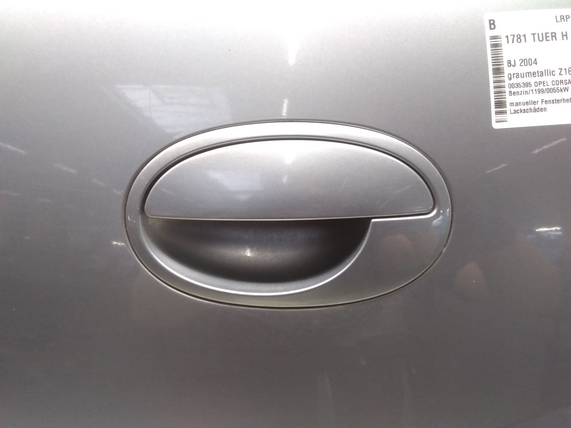 Opel Corsa C Tür hinten links graumetallic Z163 lichtsilber Bj.2004