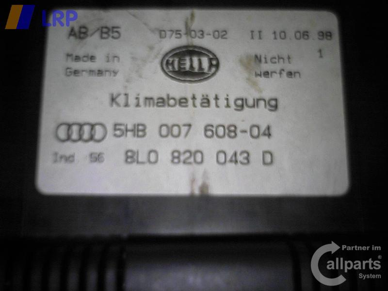 Audi A3 8L Heizungsregulierung Klimaautomatik 8L0820043D BJ1998