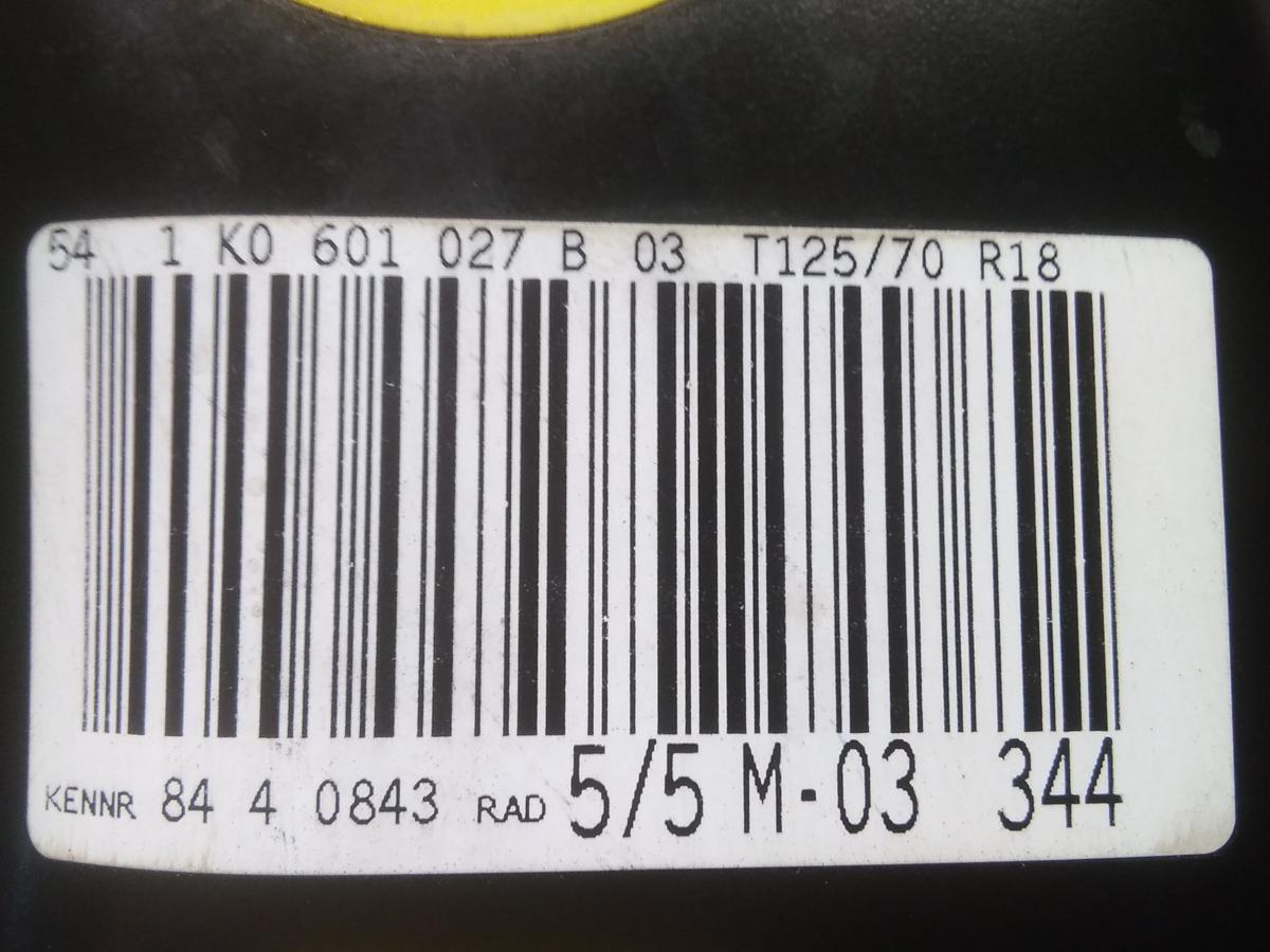 VW Golf 5 original Notrad T125/70 R18 99M Continental 1K0601027B BJ2004