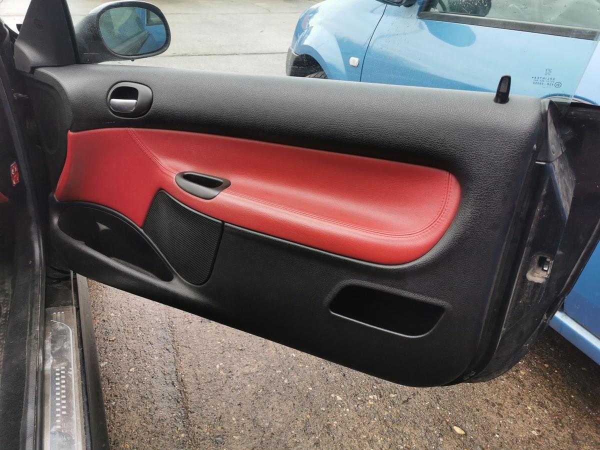 Peugeot 206 CC Türverkleidung Türpappe vorn rechts Leder rot schwarz
