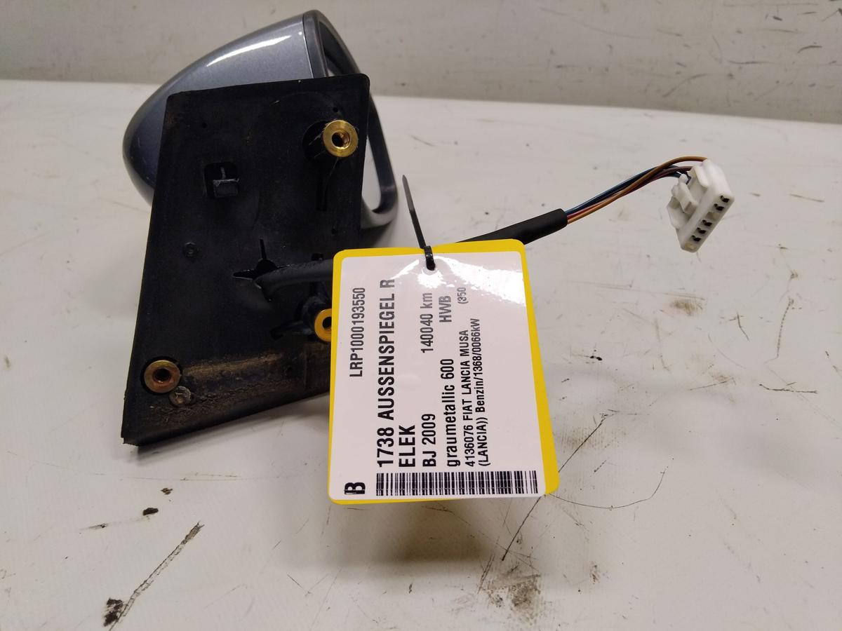Lancia Musa original Au&szlig;enspiegel rechts elektrisch und beheizt Bj.2009 graumetallic