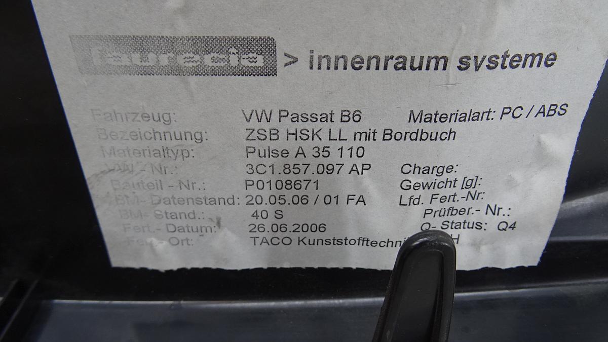 VW Passat 3C Handschuhfach in classicgrey Bj2006 3C1857097AP