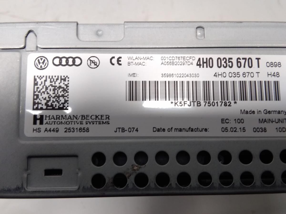 Audi A8 D4 4H orig Radio Navigationsrechner MMI 3G Main Unit 4H0035670T BJ2015