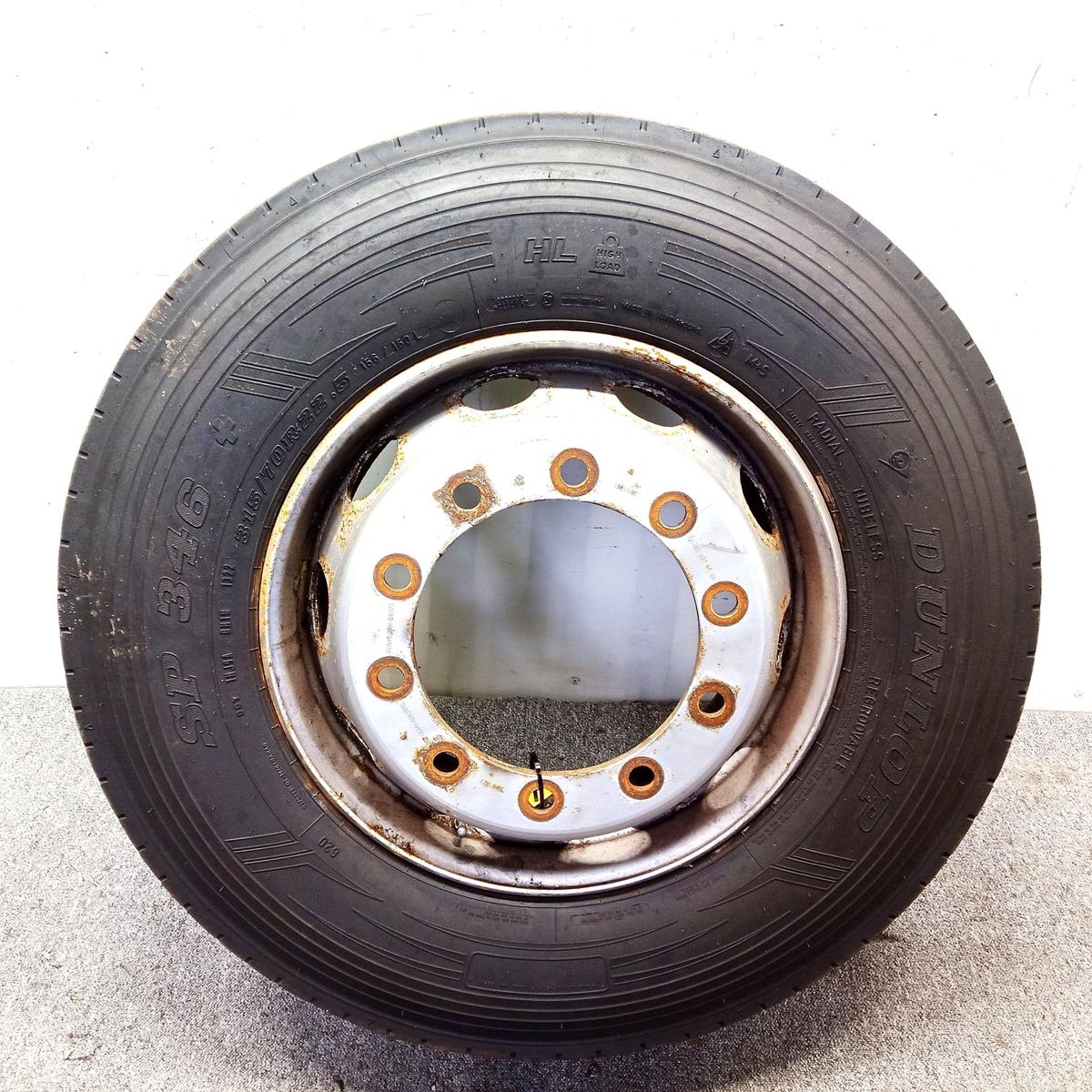 2 Komplettr&auml;der Reifen Lenkachse 315/70R22.5 Dunlop SP346+ M&S aus 2022