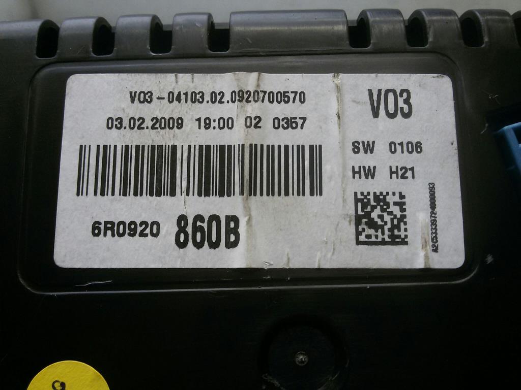 VW Polo 6R original Tacho Kombiinstrument 6R0920860B A2C53339724 VDO BJ2010