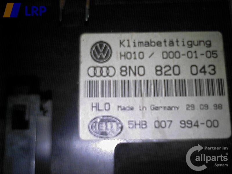 Audi TT 8N Heizungsregulierung Klimabedienteil 8N0820043 5HB00799400 HELLA 1999