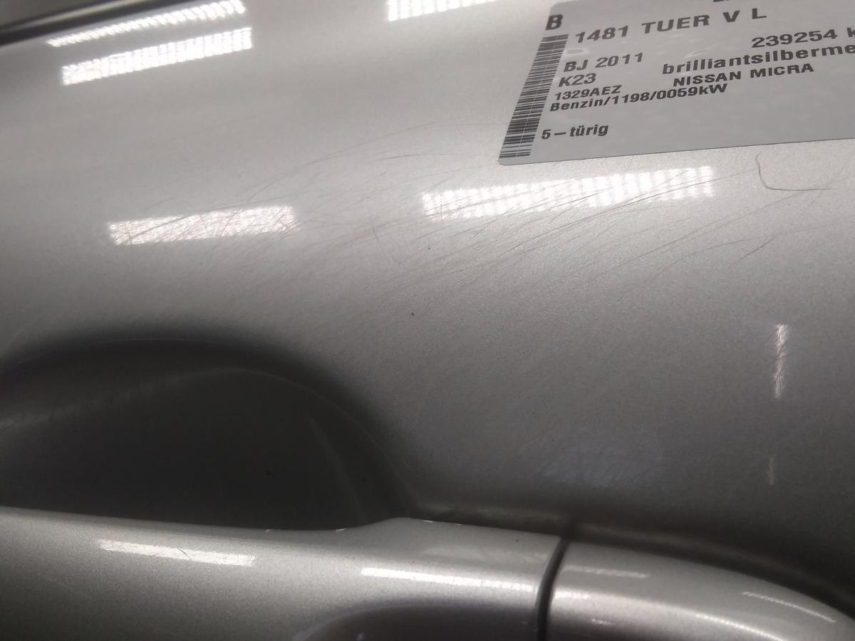 Nissan Micra 4 K13 Tür vorn links Fahrertür K23 brilliantsilbermetallic BJ2011