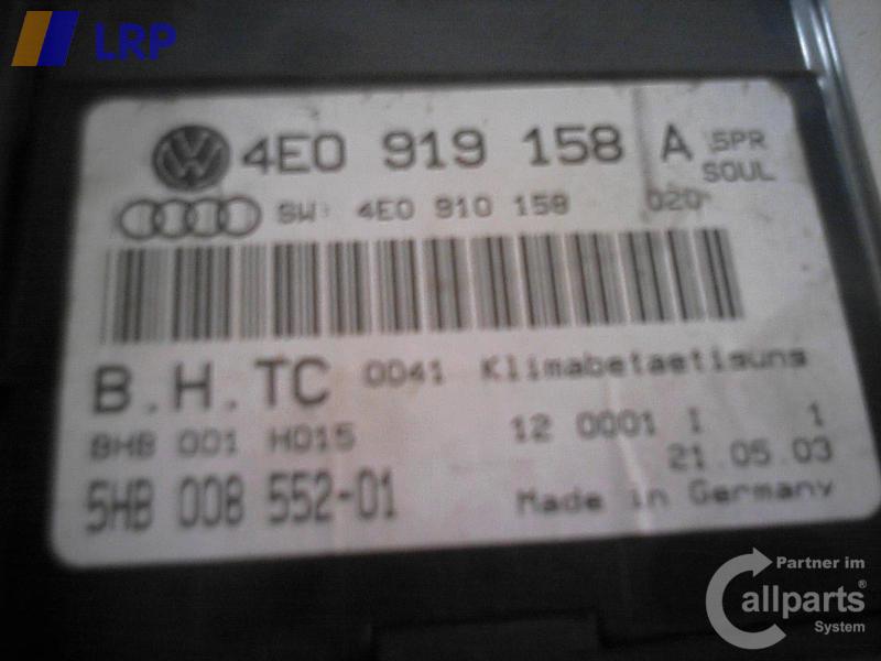 Audi A8 4E Heizungsregulierung 4E0919158A BJ2003