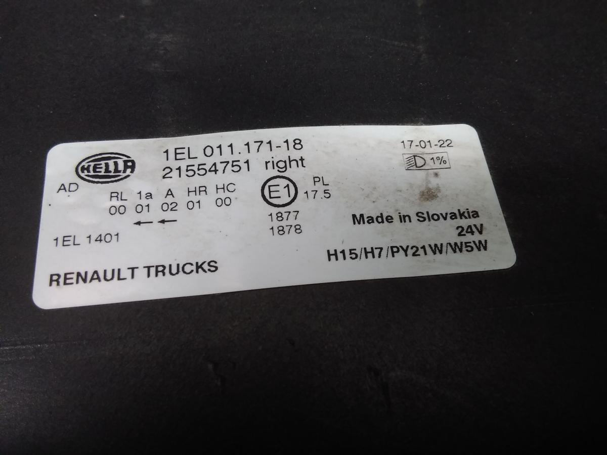 Renault Truck E-Tech ZE original Scheinwerfer links Hella 24V 21554751 Bj.2022