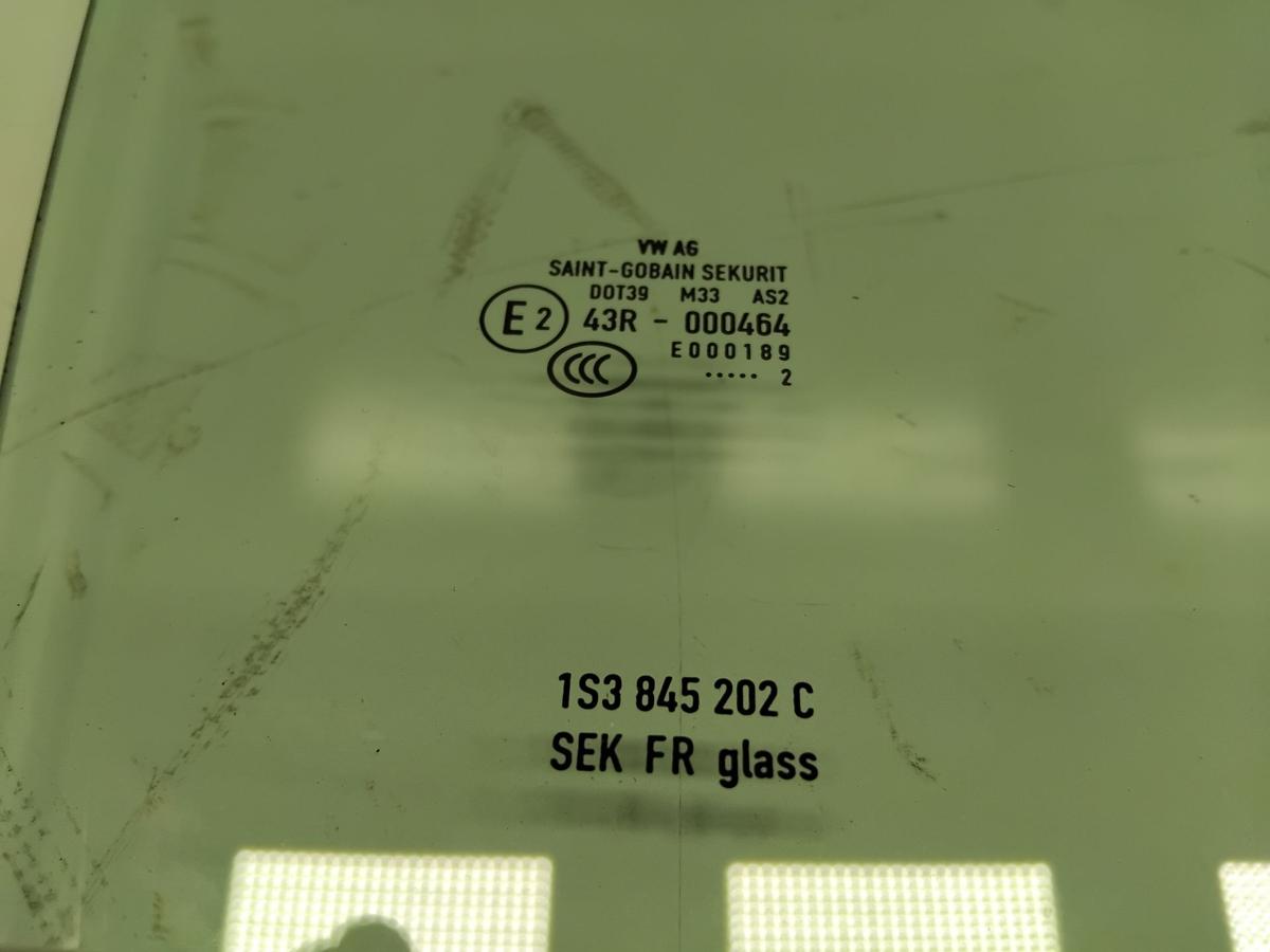 Skoda Citigo original T&uuml;rscheibe vorn rechts 3-t&uuml;rig gr&uuml;ncolor BJ2012