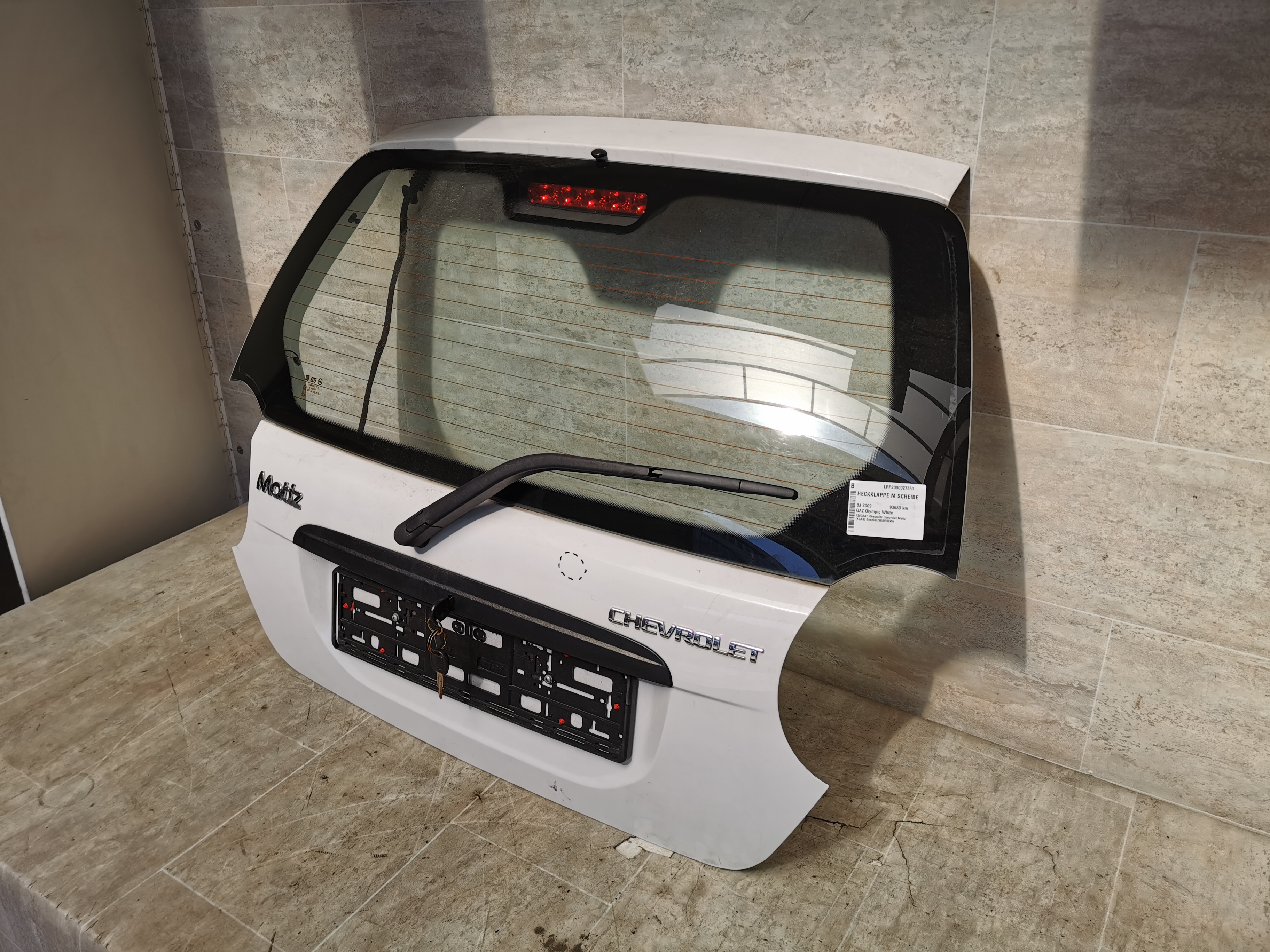Chevrolet Matiz 2 original Heckklappe mit Heckscheibe Wei&szlig; Bj.2009