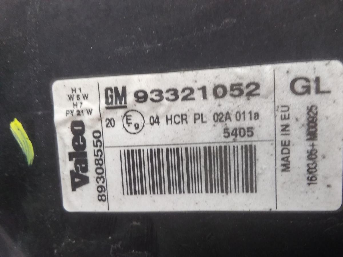 Opel Meriva A original Scheinwerfer links Valeo mit LWR 9332105 BJ2005
