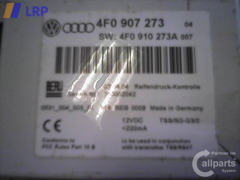 Audi A6 4F Bj.2004 Steuergerät RDC Reifendruckkontrolle Beru 4F0907273