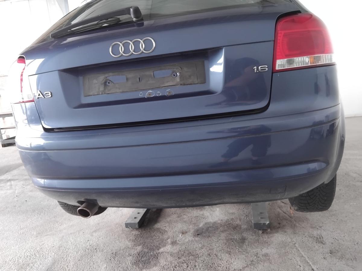 Audi A3 8P 3-t&uuml;rig orig Sto&szlig;stange Stossf&auml;nger hinten BJ2006 LZ5C Mauritiusblau