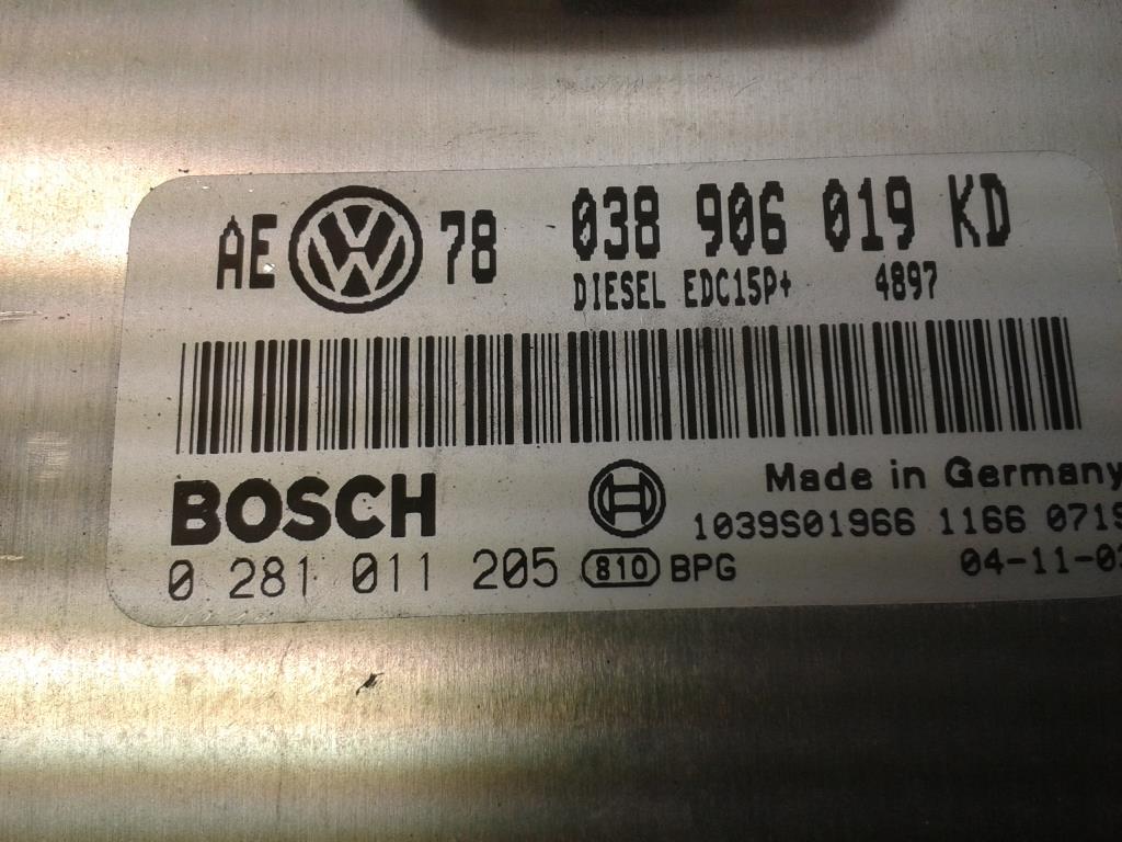 VW Passat B5 3B BJ2005 original Steuergerät Motor Engine 0281011205 BOSCH 1.9TDI 96kw AVF