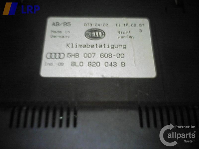 Klimabedienteil 8L0820043B Audi A3/S3 (8l,Ab 09/96) BJ: 1997