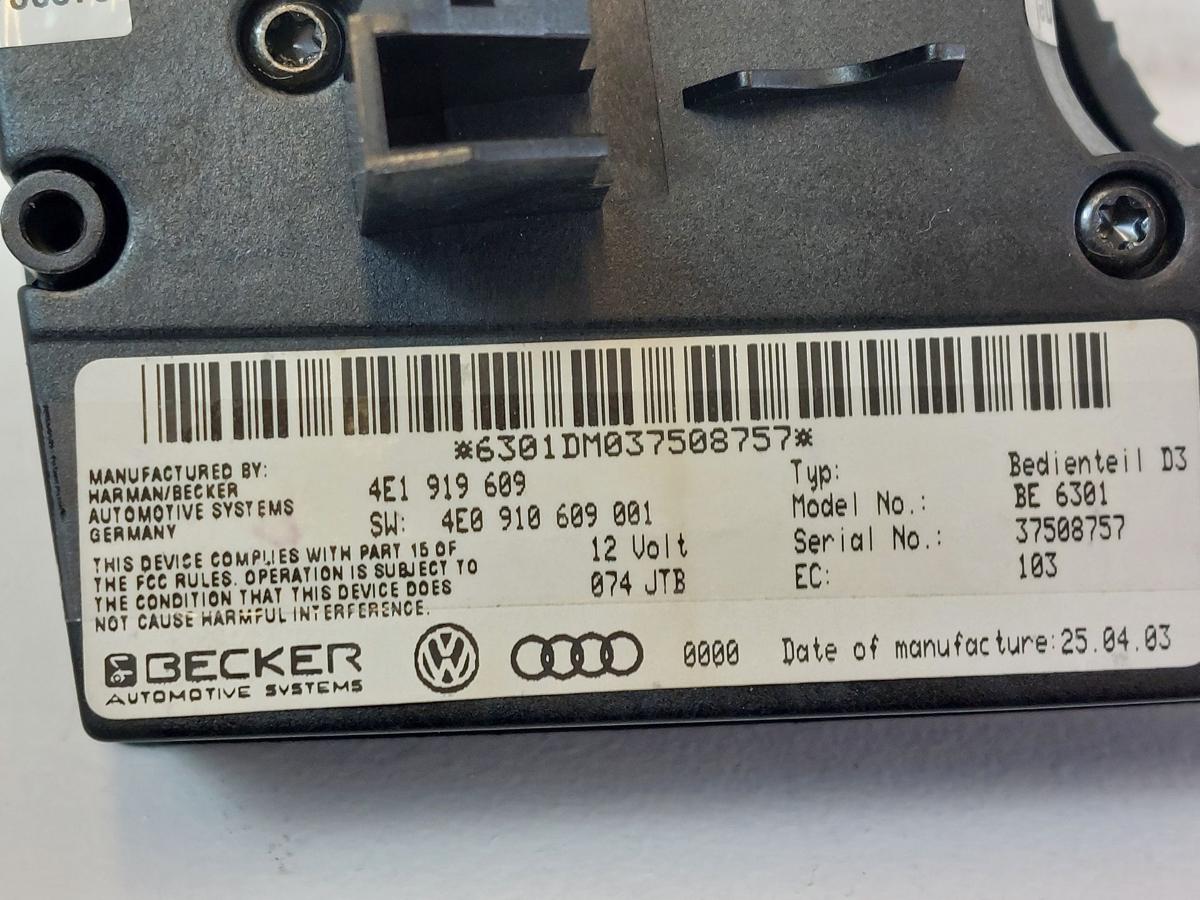 Audi A8 4E Bedieneinheit Bedienung MMI Multimedia