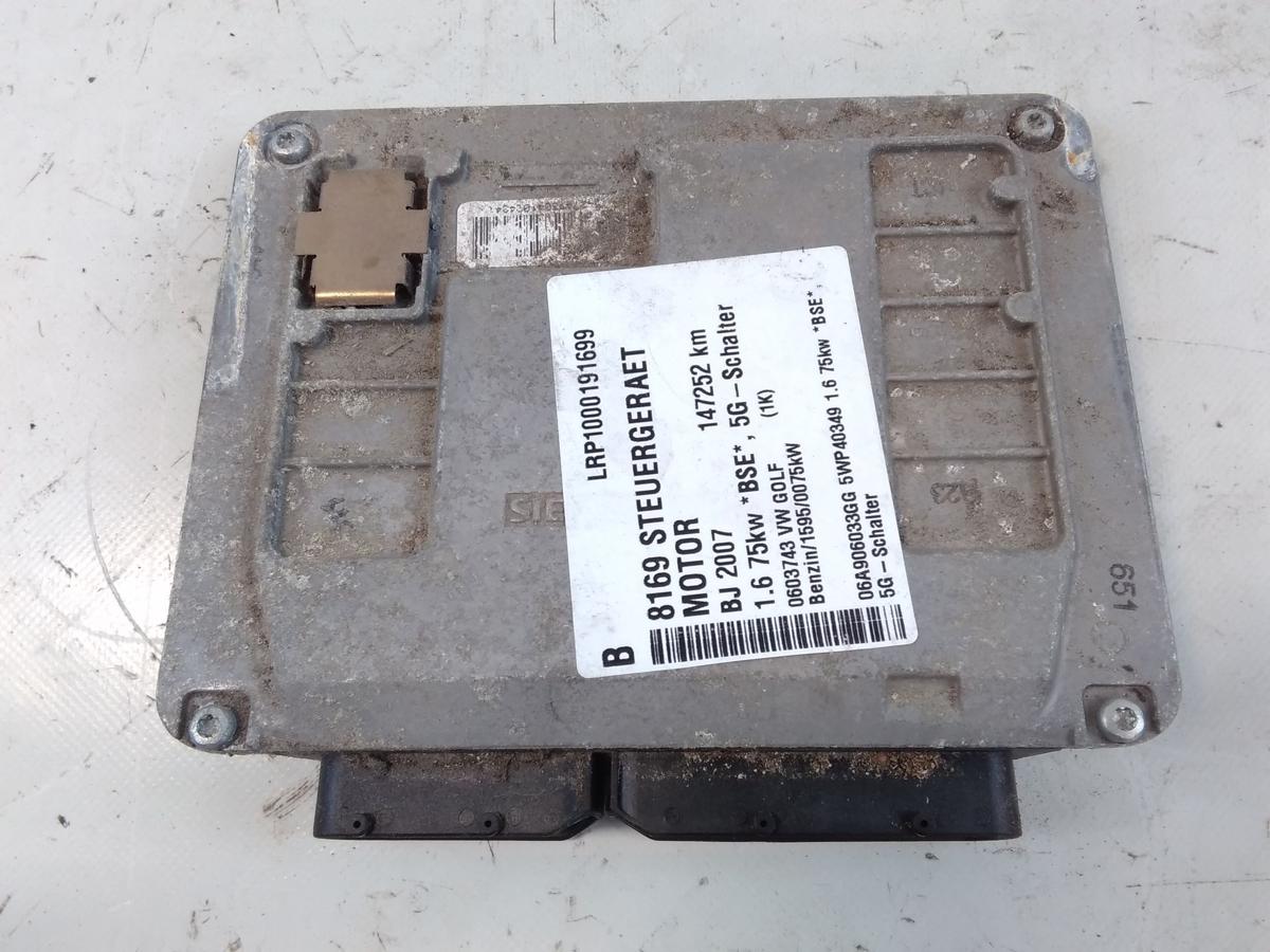 VW Golf 5 1K original Motorsteuergerät 1.6 75kw BSE 06A906033GG BJ2007 5WP40349