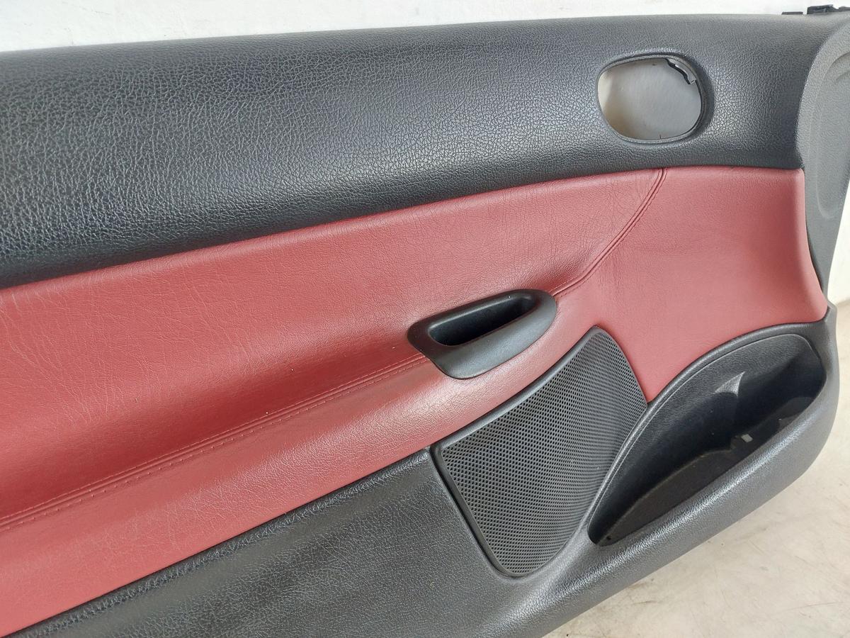Peugeot 206 CC T&uuml;rverkleidung T&uuml;rpappe vorn links Leder rot schwarz