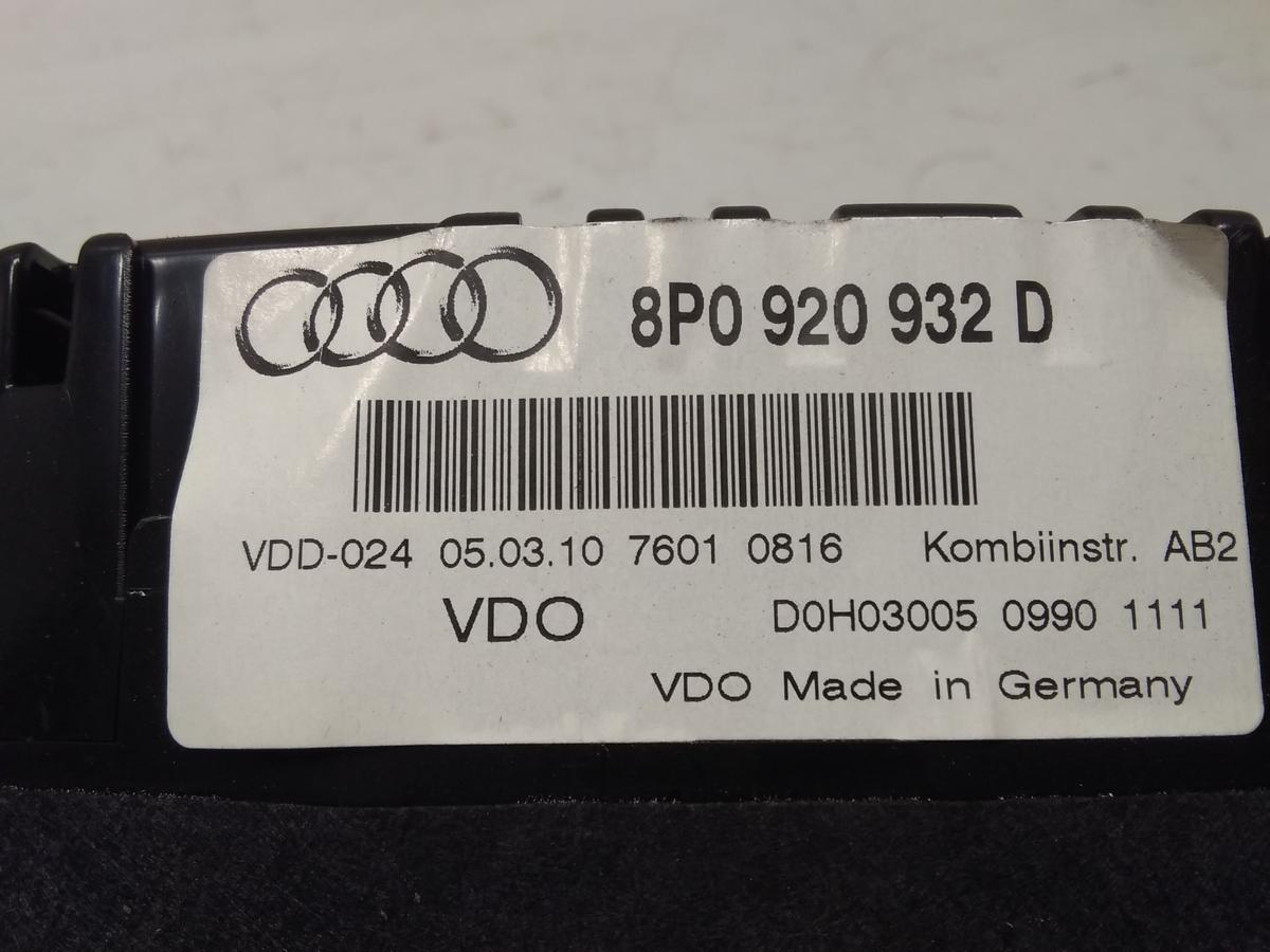 Audi A3 8P Facelift original Kombiinstrument Tacho Armatur 1.4TFSI Bj.2010