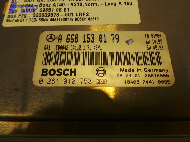 Mercedes A-Klasse W168 BJ 01,Motorsteuergerät,A6681530179,0281010753, BOSCH