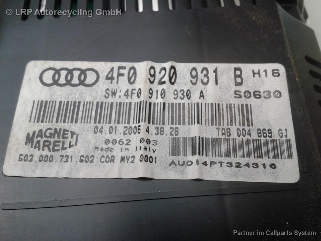 Audi A6 4F Bj.2006 original Kombiinstrument Tacho 4F0920931B 2.7TDI 130kw