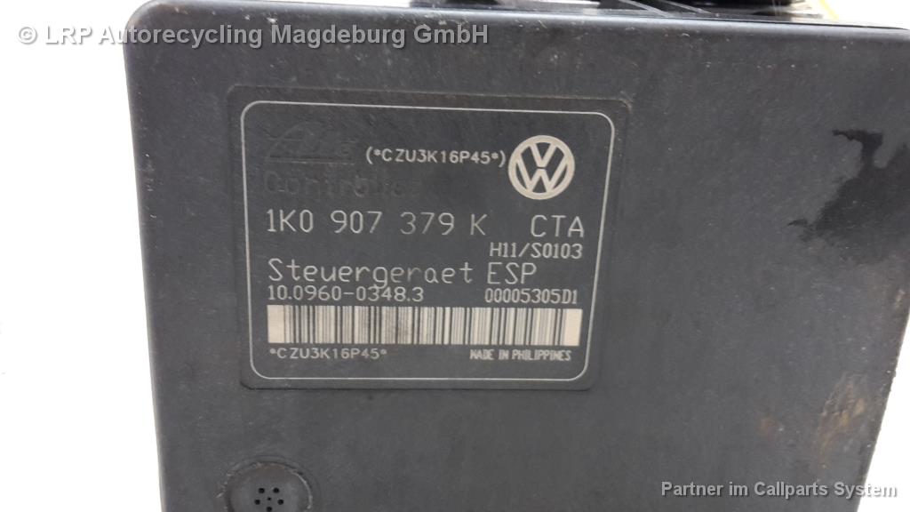 VW Golf 5 V_1K Bj.03 ABS Block Steuergerät 1K0614517H Ate 1K0907379R