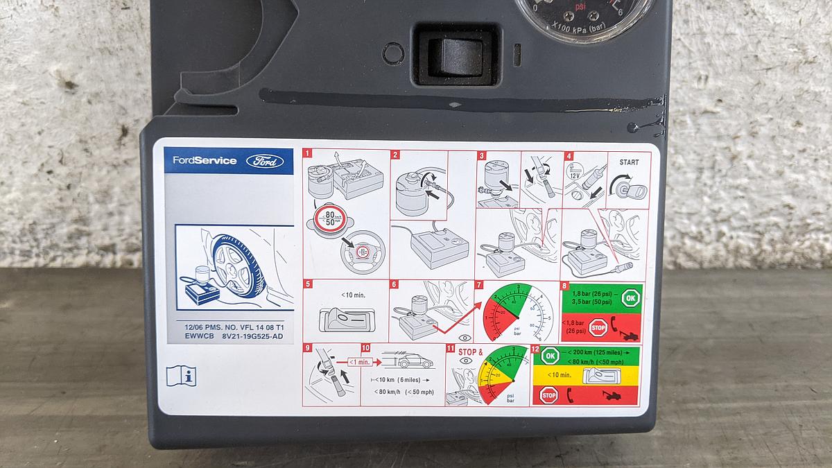 Ford Fiesta MK7 MK8 Luftkompressor Reifen Panne 8V2119G525AD